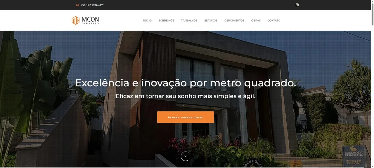 Site da MCON Engenharia